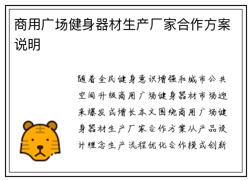 商用广场健身器材生产厂家合作方案说明